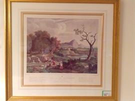Nicely framed/filleted/matted hand colored lithograph of Swiss Lake Geneva.