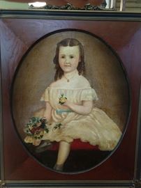 Wonderful antique oil painting, on canvas, of young girl with flowers. Period ornate wooden frame, reverse side of canvas marked Goupil & Co. Goupil & Cie was a leading art dealership in 19th-century France, with headquarters in Paris. Step by step, Goupil established a worldwide trade in fine art reproductions of paintings and sculptures, with a network of branches and agents in London, Brussels, The Hague, Berlin and Vienna, as well as in New York City and Australia. Instrumental for this expansion were the Ateliers Photographiques, a plant north of Paris, in Asnières, which took up work in 1869.