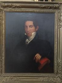 Very nice original 19th cent. oil portrait on canvas, in ornate wooden frame.