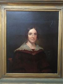 Nicely executed 19th cent. female portrait, oil on canvas, in the same type cradled frame as her secret lover.
