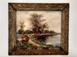 Nicely framed original oil on canvas, nicely framed, by Marietta artist Martha Johnson Gramling (1912-1990).
