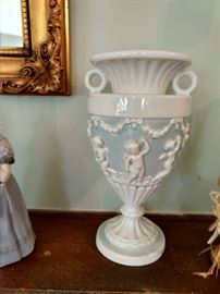 One of a pair of vintage Italian Capodimonte vases.