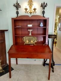 LOVE this piece! This is a heart pine, 2-piece desk/display cabinet, ca. 1850, hand made at the sawmill on the Cheney Plantation.