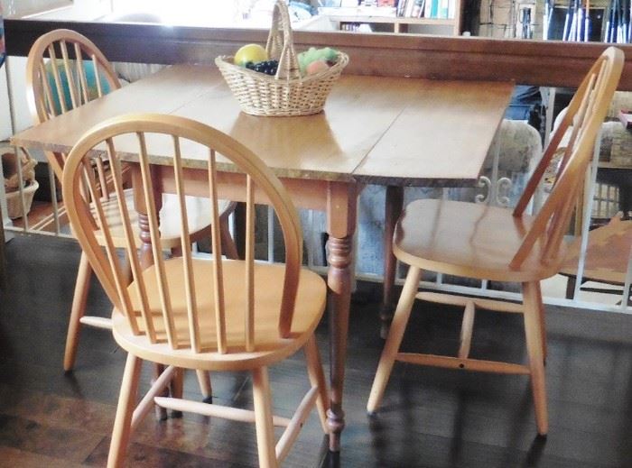 Casual drop leaf table, 3 chairs