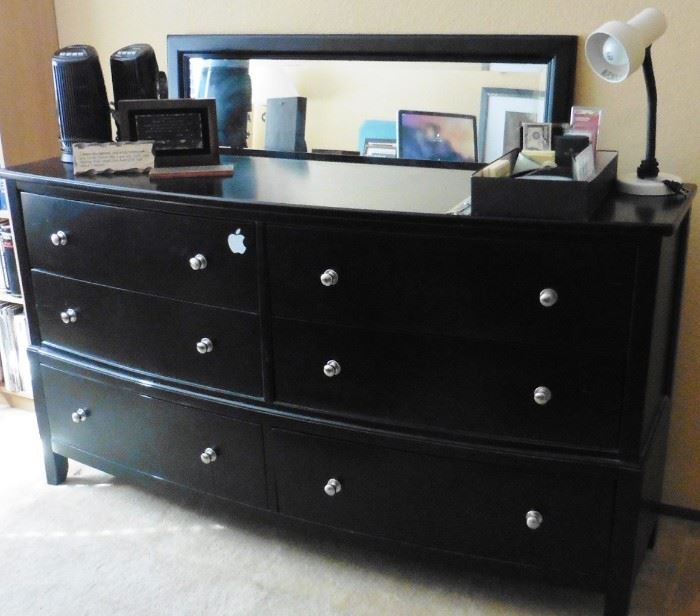 Black dresser with mirror