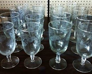 Set of Vintage Etched Tea/Water Glasses