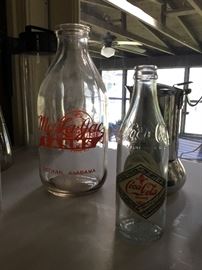 Vintage milk bottle & coke