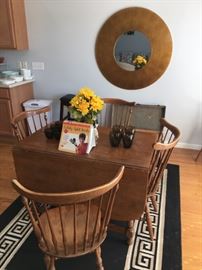 Ethan Allen Solid Maple Chairs & Drop Leaf Table! 42" Designer Mirror & Area Rug!