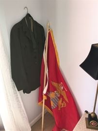 USMC Uniform Jacket & Shirt & Flag!