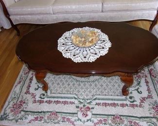 Excellent condition antique tufted sofa and 2 chairs, coffee table with 2 end tables