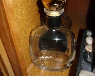 Empty, signed liquor bottles.