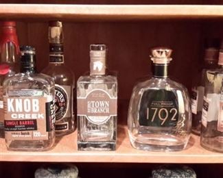 Empty, signed liquor bottles.