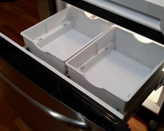 Maytag side-by-side, freezer on bottom. Very clean!