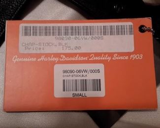 Ladie's Harley Davidson leather chaps, new.