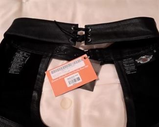 Ladie's Harley Davidson leather chaps, new.