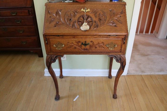 Antique Oak French-style dropfront secretary