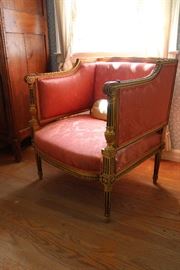   silk upholstered  chair
