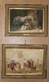 pair watercolors attributed to Adam Albrecht