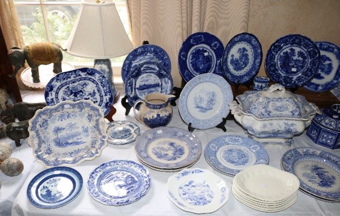 Antique transferware and flow blue