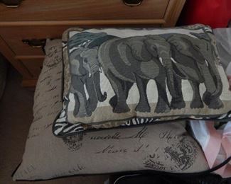 Accent pillow, elephants.