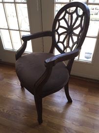 Wooden Arm Chair with Pierced Back