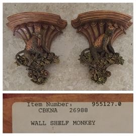 Pair of Monkey Wall Shelves