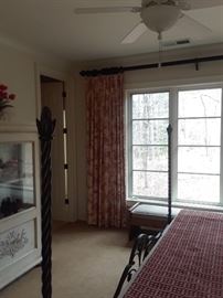 Toilet fabric window treatments and rods