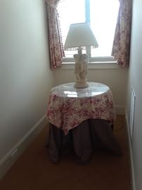 Small composite table with toile covering