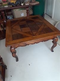 Parquetry top all wood coffee table