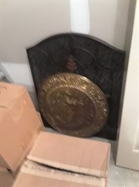 Brass plaque; firescreen