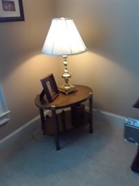 Oval, two tier side table and accessories