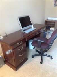 Executive desk, chair, and computer