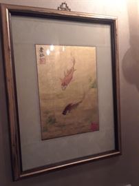 Gold embellished art with koi