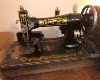 Antique White Rotary sewing machine and cabinet