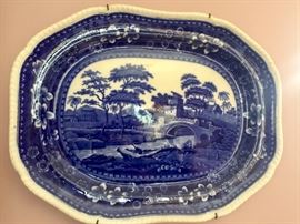 Antique Flow Blue Platter