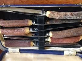 Vintage antler handle knives