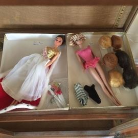 Miss America Barbie and Barbie with wig set from the past.