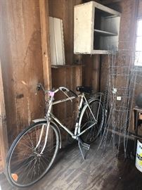 vintage bicycle, tomato cages