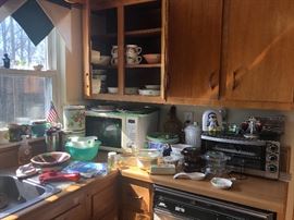 microwave, toaster oven, kitchen items