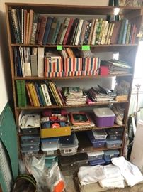 storage containers, books, bookshelf