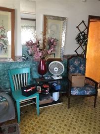 framed prints, side chairs