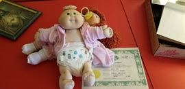 1983 Molly Ann born on October 1, Original Cabbage patch doll with Birth Papers SIGNED by Xavier Roberts, PLUS, 25th anniversary issue Cabbage patch doll 