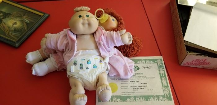 1983 Molly Ann born on October 1, Original Cabbage patch doll with Birth Papers SIGNED by Xavier Roberts, PLUS, 25th anniversary issue Cabbage patch doll 