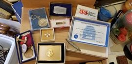 Various Pins, medals and awards from Nasa, RCA Victor and GE Astro space