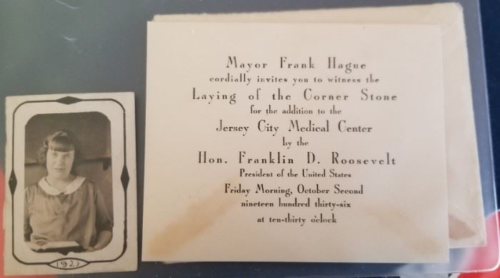 1936 President Franklin D. Roosevelt / Jersey City Mayor Hague Ceremonial Invitation for Building dedication