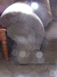 La-Z-Boy sofa with nail head accent. Only one year old and in like-new condition. Greenish-Brown.
