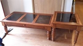 Glass top coffee table and end table.