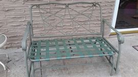 Metal love seat swing with cushions, in great condition.