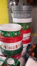 Christmas cookie/candy bins, most sealed.