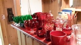 Beautiful red and green vintage glass